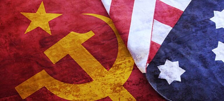 COLD WAR - Usa Flag on Urss Flag