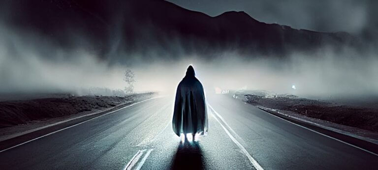 Ghost in the middle of the road at night